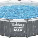 Bestway Steel Pro MAX Above Ground Swimming Pool (15' x 42") | Round Outdoor Backyard Family Pool with Color-Changing Pool Liner | Features 7-Color LED Lights