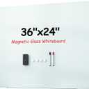 VUSIGN Glass Dry Erase Board for Wall, 36" x 24" Magnetic Dry Erase Board, Large Frameless Mounted White Board Dry Erase for Office, Home, School