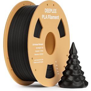 DEEPLEE PLA 1.75mm 3D Printer Filament, 1kg Black | Dimensional Accuracy +/- 0.02mm, Neatly Wound, No Clogging, Vacuum Package, Fits for Most FDM 3D Printers, Cardboard Spool