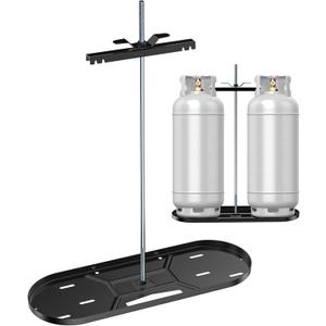 Skyflame Steel RV Dual Propane Tank Mounting Rack for 40 lbs Tanks, Double Gas Tank Cylinder Hitch Frame for RVs, Camping and Trailers
