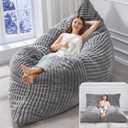 Hobestluk 3 in 1 Bean Bag Chair Giant Bean Bag Chairs Convertible Bean Bag Floor Cushion with Machine Washable Cover, Beanbag Chairs for Adult (Grey)