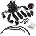 EFI Fuel Pressure Regulator Kit with Bypass Return 0-100psi Pressure Gauge AN6-6AN Fuel Line Hose Fitting Connectors Kit Adjustable Universal Aluminum (black)