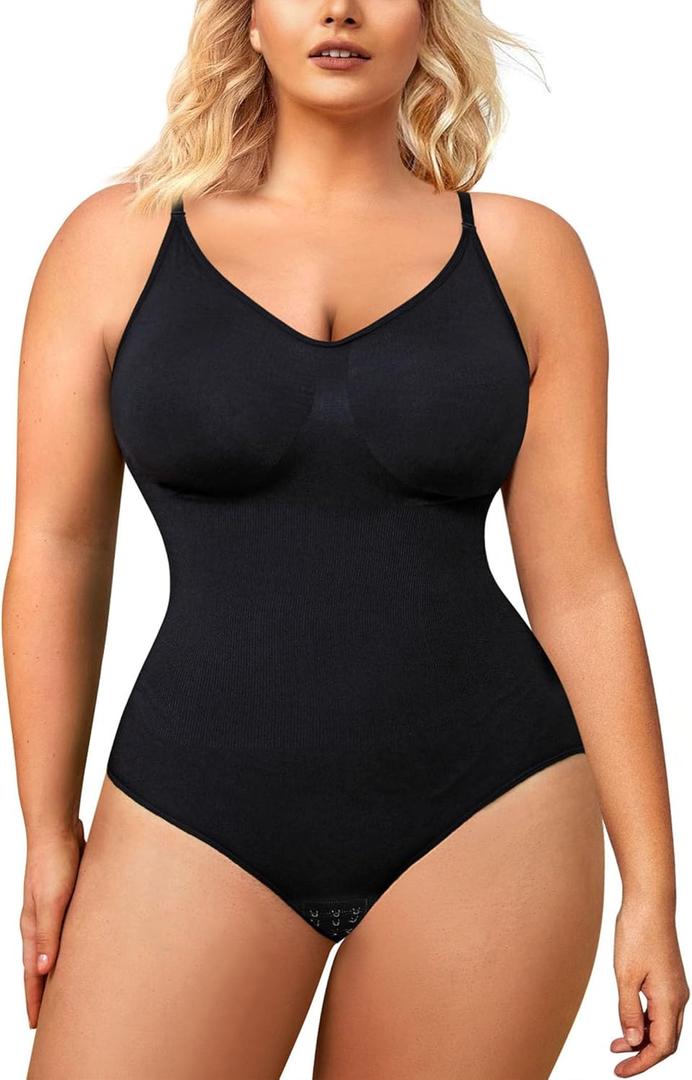 BRABIC Bodysuit for Women Seamless Tummy Control Shapewear Sleeveless Tank Tops Body Shaper (X-Large-XX-Large, Black Brief)