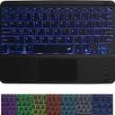 Wireless Bluetooth Keyboard,10-inch Ultra-Slim 7 Color Backlight with Touchpad,Rechargeable Wireless Magnetic Bluetooth Portable Keyboard,for Smartphone Laptop Tablet Travel (Black)