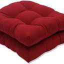 Pillow Perfect Outdoor/Indoor Pompeii Tufted Seat Cushions (Round Back), 19" x 19", Red, 2 Pack