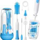 Electric Bottle Brush Cleaner, Portable Rechargeable Baby Bottle Cleaner Kit for Travel with Silicone Nipple & Straw Brush, Drainage Rack, Storage Box(Sky Blue)