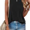 ANRABESS Tank Tops for Women 2025 Summer Casual Crew Neck Color Block Basic Sleeveless T Shirt Fashion Teen Girls Outfits (Black, S)