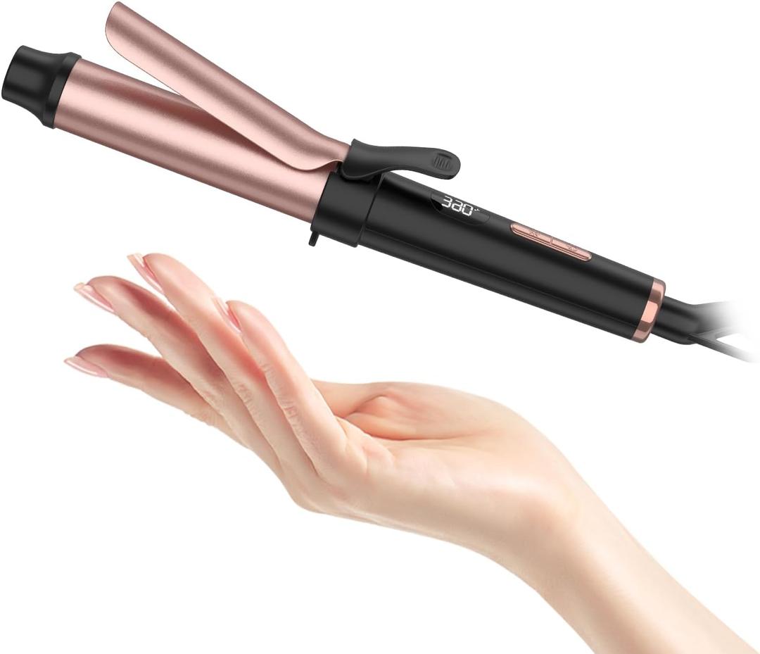 Travel Dual Voltage Curling Iron for Europe,Portable Curling Irons for Short Hair,1 Inch Ceramic Hair Curlers with Digital Display