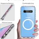 Clear Magnetic Phone Case for Samsung Galaxy S10 Plus, 6.4-Inch Compatible with MagSafe Crystal Transparent TPU PC Back Cover Shockproof Heavy Duty Protection