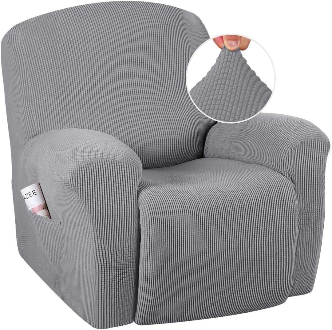 H.VERSAILTEX Super Stretch Recliner Cover Recliner Couch Covers Recliner Chair Cover Form Fitted Non Slip Reclining Slipcovers for Standard Large Recliner, Soft Thick (1 Pack, Dove)