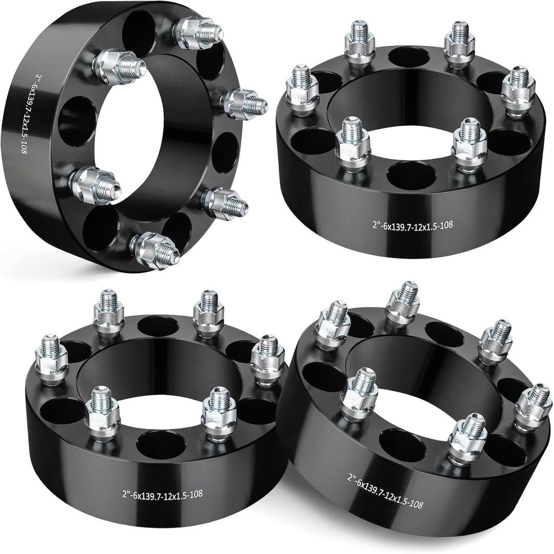 EVIL ENERGY 6x5.5 Wheel Spacers 2 inch Compatible with Tacoma 1995-2023, 6x139.7 mm 6 Lugs 108 mm Hub Bore M12x1.5 Studs Black, Not Hubcentric