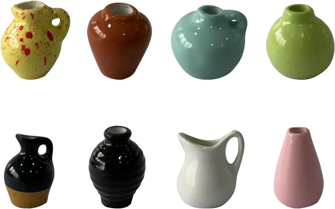 2 x Mini Ceramic Vase Refrigerator Magnets, Small 3D Plant Vase, Refrigerator Decorative Accessories, Suitable for Desktop, Kitchen, Office Decoration (A)