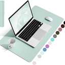 YSAGi Non-Slip Leather Desk Pad, Waterproof Laptop Computer Desk Keyboard Mat, Table Protector Blotter Mat, Large Mouse Pad for Office/Work/Home/Decor(Mint Green, 23.6" x 13.7")