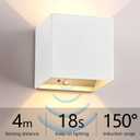 Battery Operated Wall Sconces Set of 2, 12W Motion Sensor Light Indoor, 6000mAh Wall Lights Rechargeable, 3 Colors Adjustable, LED Wall Lamp for Living Room Bedroom Hallway Decor, White