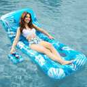Jasonwell Inflatable Pool Float Adult - Pool Floaties Lounger Floats Floating Chair Raft with Adjustable Backrest Cup Holders Water Floaty Lake Lounge Tanning Floats Beach Party Toys for Adults (Blue)