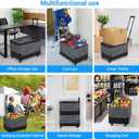 XCBYT Storage Bins with Wheels - Rolling Carts with Wheels for Closet Organizers and Storage Foldable Rolling Cart for Teachers Rolling Crate Collapsible Shopping Cart Black