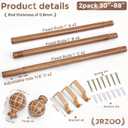 2 Pack Wood Curtain Rods for Windows 48 to 84 Inches (4-7ft), 1'' Diameter Heavy Duty Adjustable Rustic Farmhouse Drapery Pole with Boho Imitation Wooden Grain Decorative Finials, Size 30"-88" (Walnut)