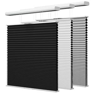 Top Down Bottom Up Cellular Shades, Cordless Blackout TDBU Honeycomb Blinds with Thermal Insulated, Noise Reduction, Room Darkening Cellular Blinds for Home, Office Indoor Window, White, Custom Size, Black, 27" W x 64" H, Black