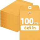 SUNEE Envelops, 6"x9" Brown Kraft Envelopes with Clasp Closure, 28-lb Paper Mailing Envelopes, 100 Count, Great for Filing, Storing or Mailing Documents