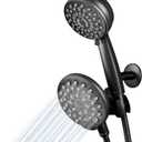 Waterpik One-Touch Dual 2-in-1 Shower System With Rain Shower Head and 7-Mode Hand Held Shower Head, Matte Black XPB-135E-765ME
