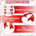 Yookeer 12 Pcs Coquette Valentines Decorations Coquette Bow Tree Ornaments Extra Large Pink White Red Bow Galentines Tree Topper Picks Ornaments for Valentines Home Office Table Vase Decor