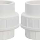 2" PVC Union Coupling Pipe Fitting PVC Adapter Schedule 40, EPDM O-Ring, 2 inch Slip Coupling Fitting (Socket x Socket), 2 Pack, White