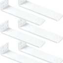 White Floating Shelf Brackets 6 inch, Heavy Duty Wall Shelf Brackets 6 Pack for Shelves Support, Hidden Metal L Brackets with Mounting Hardware (1/5'' Thick)