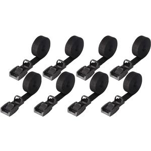Mind and Action 16 Foot Sturdy Tie Down Strap Lashing Strap with Rubber Padded Cam Lock Buckle,for Car Roof Rack,Kayak Canoe SUP Surfboard Tie Down,Boat Trailer Tow Straps (Black 8 Pack)