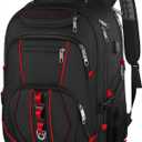 Laptop Backpack, Red, 55L Capacity, TSA Approved, RFID Anti-Theft, USB Charging Port, Headphone Hole, Back Luggage Strap, Chest Strap, Laptop Backpack