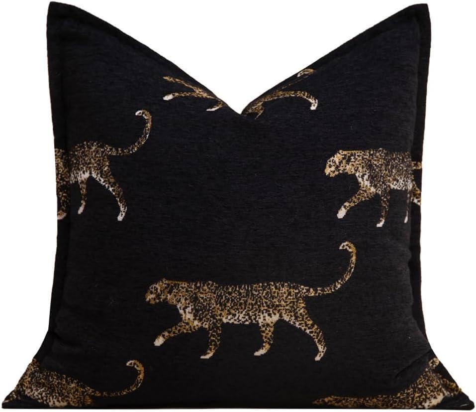 vctops Luxury Tiger Jacquard Throw Pillow Cover Soft Velvet Animal Pattern Decorative Cushion Cover Modern Square Accent Pillowcase for Couch Bedroom Living Room (Type B,18"x18")