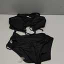 SOLY HUX Women's Plus Size Bikini Set Sexy Swimsuit Lace Up Tummy Control 2 Piece Bathing Suit, Black, XL