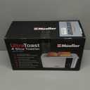 Mueller UltraToast Full Stainless Steel Toaster 4 Slice, Long Extra-Wide Slots for Bagels and Waffles, 6 Browning Levels, LED Display, Cancel/Defrost/Reheat Functions & Removable Tray, Kitchen Gadgets