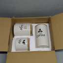 AVLA 3 Pack Ceramic Canister Set, 30/22/12 OZ Kitchen Airtight Food Storage Jar with Bamboo Lids, Coffee Sugar Tea Storage Containers Pots Jars for Counter, Farmhouse Kitchen Decor, White