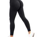 SUUKSESS Scrunch Butt Lifting Seamless Leggings for Women Booty High Waisted Workout Yoga Pants (Black, XL)