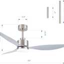 52" Ceiling Fans with Lights and Remote, Quiet DC Motor, 3 Reversible Blades, Modern Brushed Nickel Ceiling Fan with 3-Color LED Light Fandelier for Bedroom Living Room