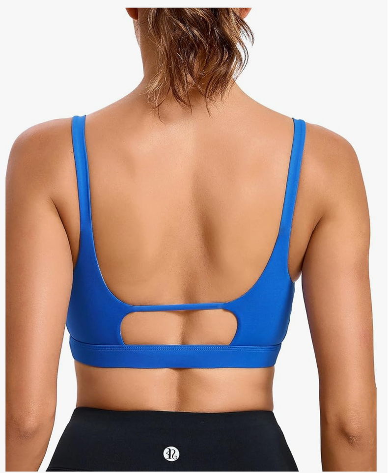RUNNING GIRL Sports Bras for Women,Square Neck Sports Bra Medium Support Yoga Bra Workout Crop Top with Removable Cups Large,  Brilliant Blue 