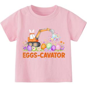 Girls Easter Shirts Kids Cotton Graphic Tees Casual T-Shirts 3-7 Years (Pink)