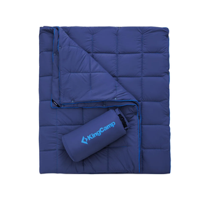 KingCamp Ultralight Camping Blanket, Packable Down Alternative Puffy Wearable Blankets Weatherproof Warm Package Quilt with Snap Buttons for Outdoor Hiking Travel Picnic Stadium (69" L x 53" W, Navy)