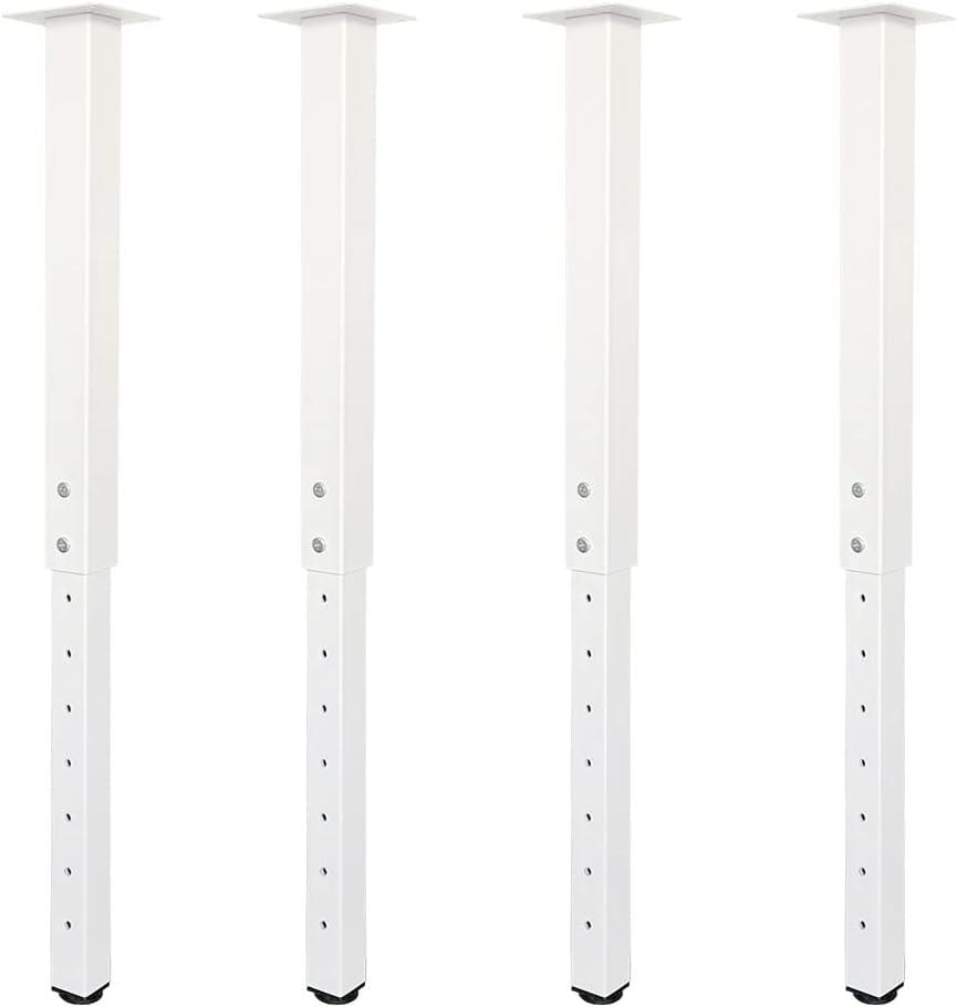 QLLY Adjustable Square Table Leg, 24-40 inch, 60-100cm, Home Office Custom DIY Table Legs, Furniture Leg Set (4, White)