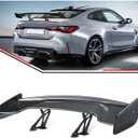 57" Car Rear GT Wing Spoiler, ABS & Aluminum Alloy Universal Rear Spoiler with Adjustable Bracket, Carbon Fiber
