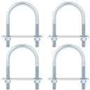 U Bolts Zinc Plated Carbon Steel with U Bolt Plates and Nuts for Fastening Products (4 Sets,1/2 x 3-1/2 x 6 Inch)