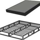 VIPSHOW 7 Inch Queen Metal Box Spring with Round Corners - 3000 lbs Capacity, High Profile Heavy Duty Mattress Foundation with Steel Slats, Noise-Free, Easy Assemble, Black
