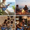 Concert Ukulele Ranch 23 inch Professional Wooden ukelele Instrument with Online 12 Lessons and Gig Bag - Small Hawaiian Guitar - Starry Blue