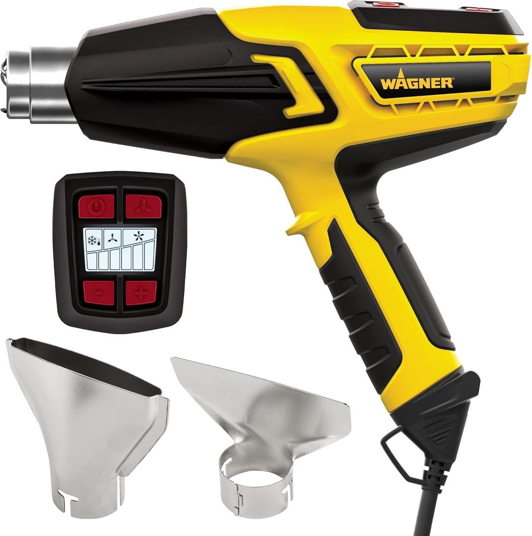 Wagner Spraytech 0503063 FURNO 500 Variable Temp Heat Gun, 2 Nozzles & 12 Temperature Settings Ranging 150F-1200F, Electric Heat Gun for Paint Removal, Bending PVC, Crafts and More