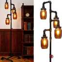 Steampunk Floor Lamp - Industrial Water Pipe Floor Lamp, Suitable for Living Room and Dining Room（Bulbs Not Included）