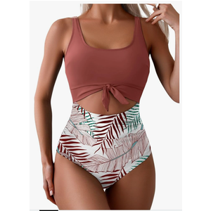 Eomenie Women's One Piece Swimsuit Tummy Control Slimming Bathing Suit Cutout Tie Knot Swimwear Mediu