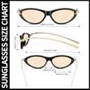 Retro Oval Cat Eye Sunglasses for Women Y2k Small Cateye Sun Glasses Womens Trendy 90s Designer Narrow Shades CS013 (Black Frame/Light Brown Lens)