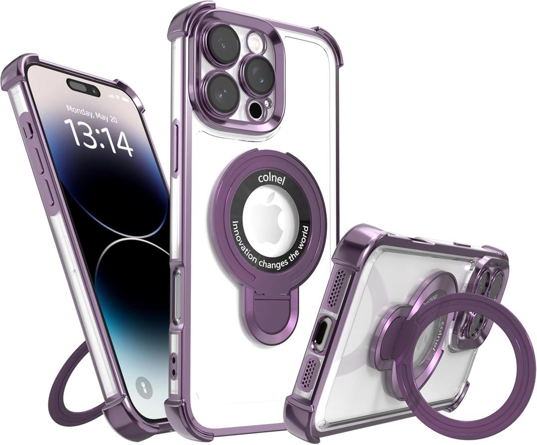 for iPhone 14 Plus Case with Strong Magnetic Ring Stand, Military-Grade Shockproof, 4 Airbag Corners Protective, Fit for MagSafe, Kickstand Phone Case for iPhone 14 Plus - Purple