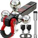 Ayleid Trailer Hitch Tri-Ball Mount with Hook&Pin&Rotatable Tow Shackle,Fits 2-in Receiver with 1-7/8-in,2-in,2-5/16-in Hitch Ball with Anti-Theft Locking Hitch Pin