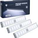 Closet Lights Motion Sensored - Wireless Cabinet LED Lights - Cordless Lights for Closets - 30 LED, 3 Brightness Settings, Rechargable, Triple Charge Cable, Motion Sensor - 3 Pack